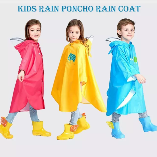 Kids Rain Wear 3D Cartoon Children Toddler Raincoat Jacket Poncho Unisex