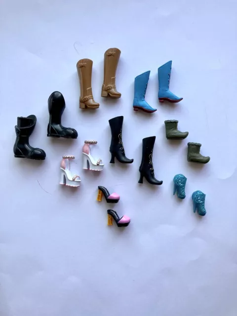 Assorted Doll Shoes Lot 8 Pairs, Disney, Rainbow High, Barbie, Doll Boots
