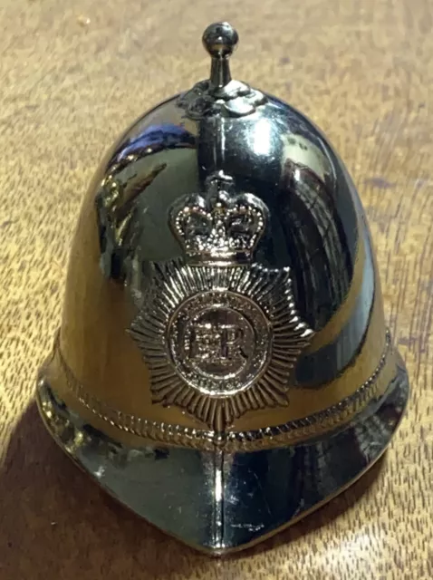 Vintage British Royal Crown Metropolitan Police Hat Helmet Brass Bell