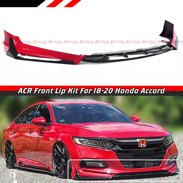 For 18-2020 Honda Accord ACR Style San Marino Red Front Bumper Lip Splitter Kit