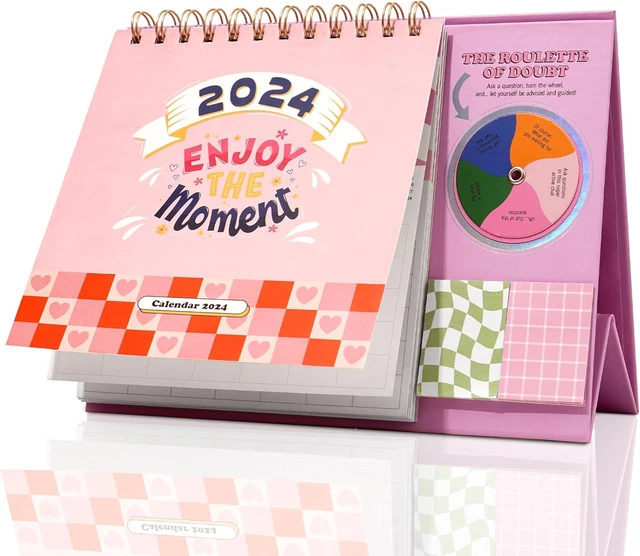 DESK CALENDAR 2024 Small Standing Desk Calendar 2024 with Sticky Notes