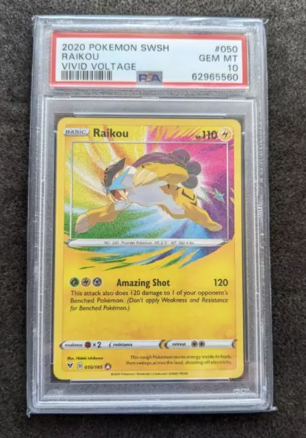 Raikou - Amazing Rare - 050/185 - SWSH Vivid Voltage - Graded PSA 10 - Pokemon