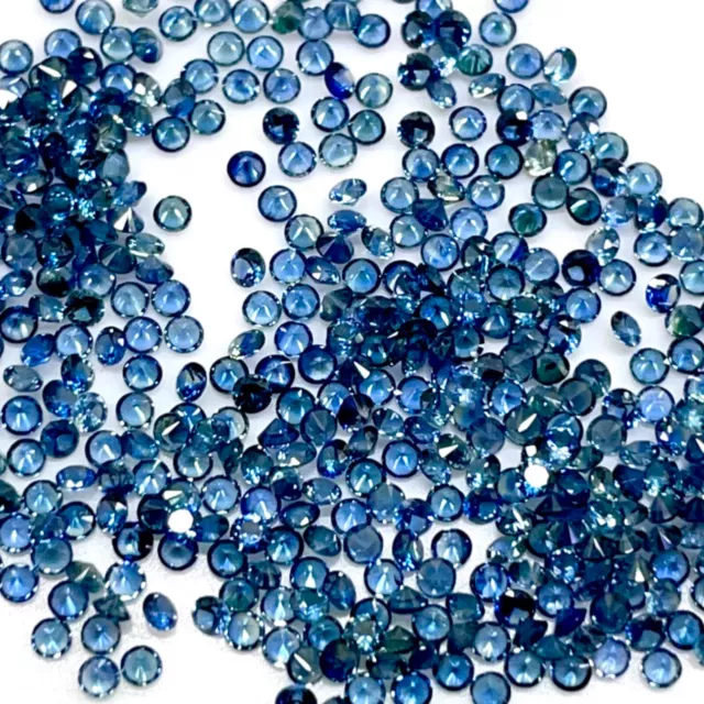 VVS 25 Pcs Natural Blue Sapphire 1.7mm Round Diamond Cut Calibrated Gemstone Lot
