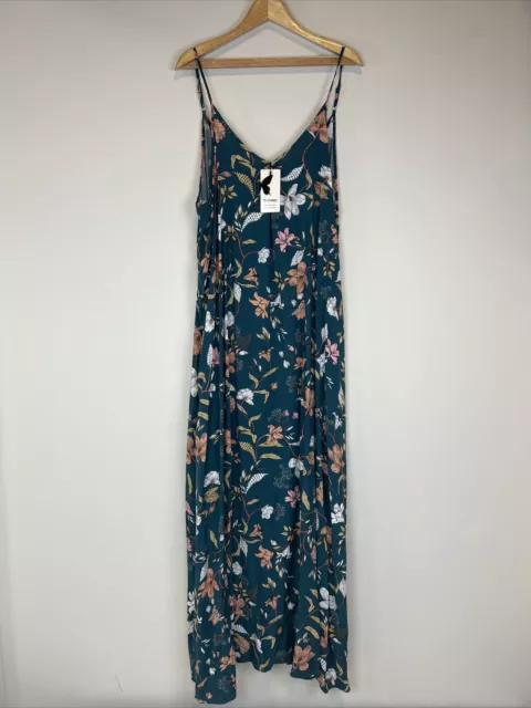 St. Frock Womens Green Floral Maxi Dress Size 18 (New)