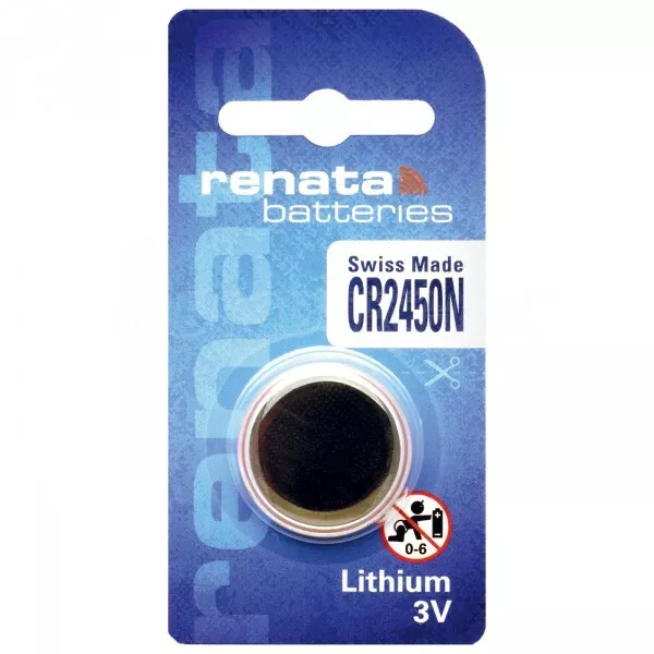 2 x Renata CR 2450N 3V Lithium Knopfzelle Batterie im Blister mit Absatz NEU 2