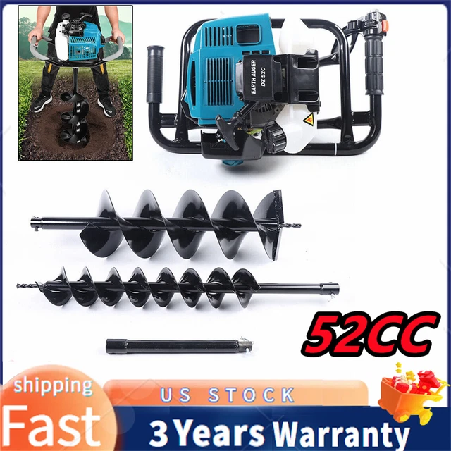 US 52cc Post Hole Digger Gas Powered Earth Auger Borer Fence Ground Drill Bits~