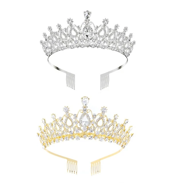 Tiare nuziale per sposa regina con pettini corone di cristallo e pannolino