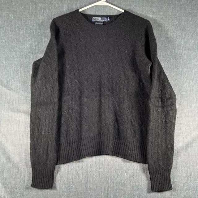 Polo Ralph Lauren Mens Sweater Black Long Sleeve Pullover Size M Cashmere