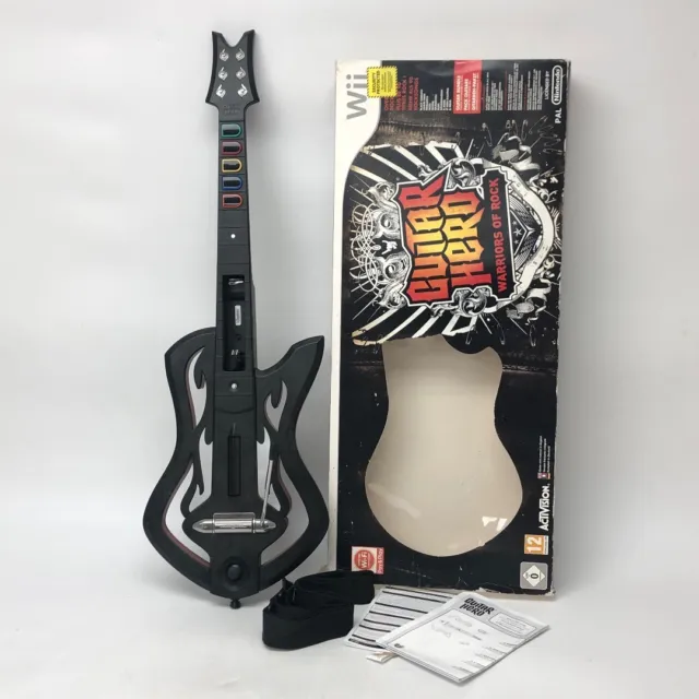 Wii Guitar Hero WARRIORS OF ROCK Set *Drums *Les Paul Guitar *Stickers  *Game*Mic 