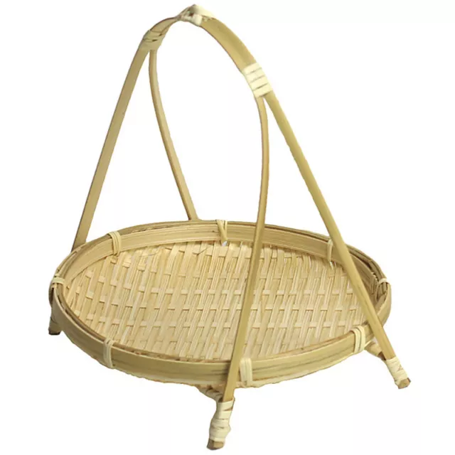 Bamboo Weaving Straw Baskets Tier Rack Wicker Fruit Bread Food Storage6608