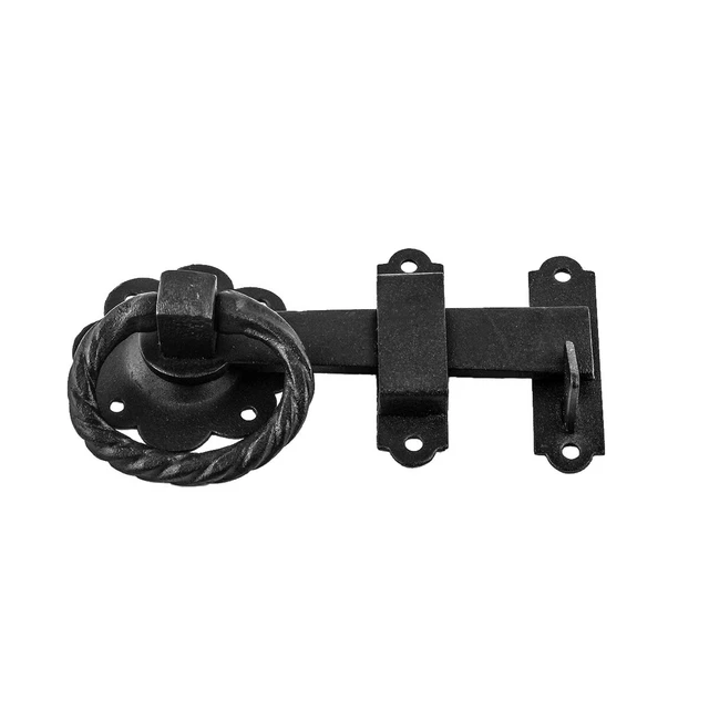 Heavy Duty Latch Wrought Iron Floral Ring Gate Latch Lock 5" W