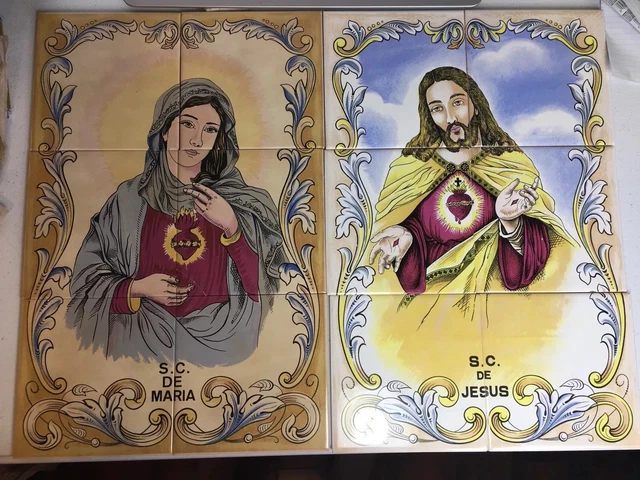 Tile Mural Portugal Made  S.C. De Maria & Jesus Ceramic 18”x12” Catholic Spanish