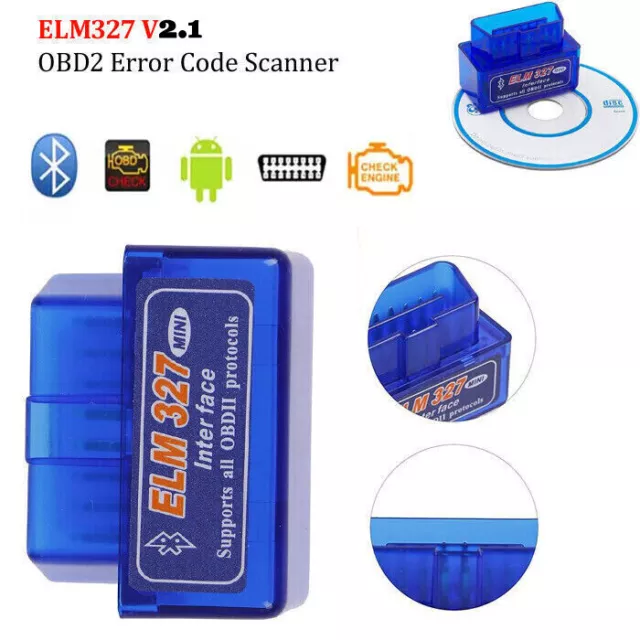 Mini OBD2 Bluetooth Car Scanner ELM327 V2.1 For Android Torque Auto Tool OBDII