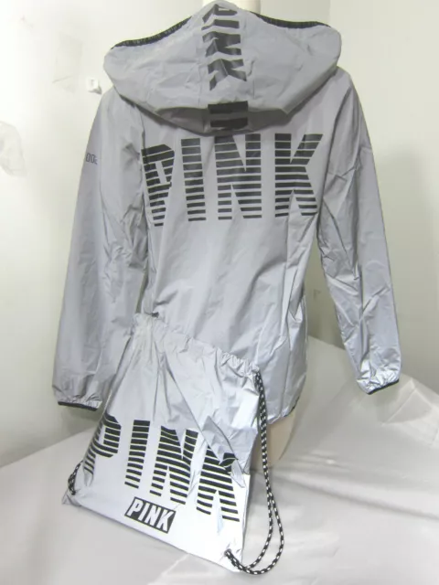 Victoria Secret Pink REFLECTIVE MESH LINED ANORAK COAT HOODIE BACKPACK SET XS S