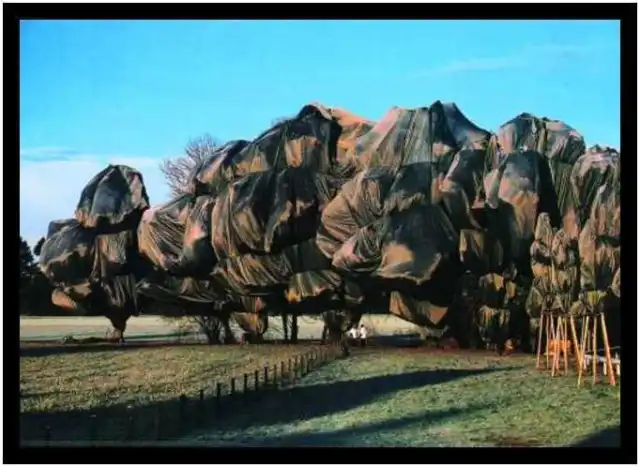 Christo Poster Kunstdruck Bild im Alu Rahmen Wrapped Trees Nr. 13 50x70cm Neu