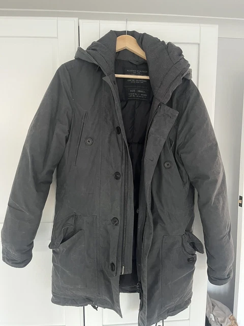 MENS ALL SAINTS Garrison Pea Coat Wine Deep Burgundy ItalianWool