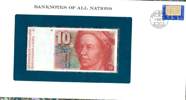 Banknotes of All Nations Switzerland 10 Franken 1980 B P-53b.3 UNC 80B0993223