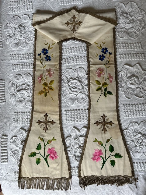 Stolas Religon STOLA ANTICA RICAMATA A Mano In Seta E Oro Eucaristica Sacerdotale EUR ...