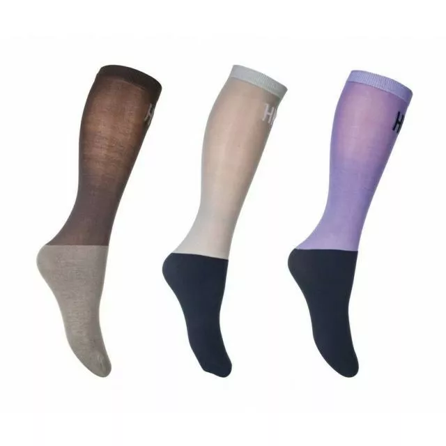 HKM 3er Pack Reitsocken grau lila braun