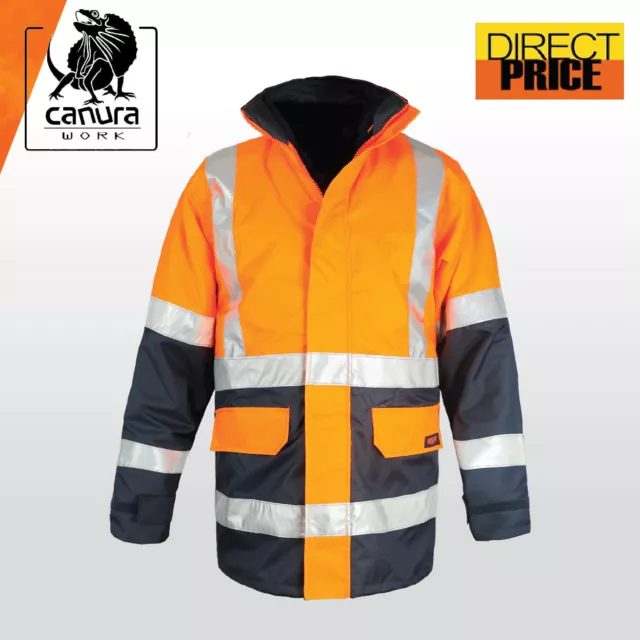 Hi Vis Rain Jacket Work Reflective Tape NEW Safety Wear Rain Proof Wind Proof