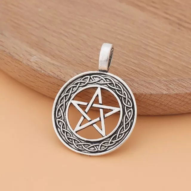 10 x Tibetan Silver Tone Pentagram Pentacle Celtic Knot Charms Pendants 38x28mm