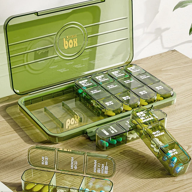 PILL BOX 7 Days 21 Grids 3 Times a Day Pills Case Portable Pill