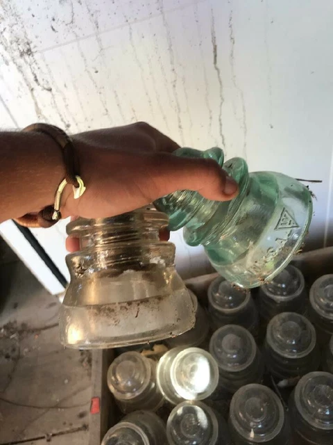 Telephone pole glass insulators