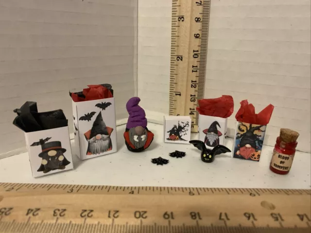 Dollhouse Miniature 1:12 Halloween Vampire Theme Garden Gnome Lot Gift Bag