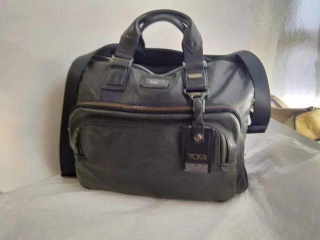 Tumi Bravo Alpha Black Distressed Leather  Messenger Laptop Bag  92631DH