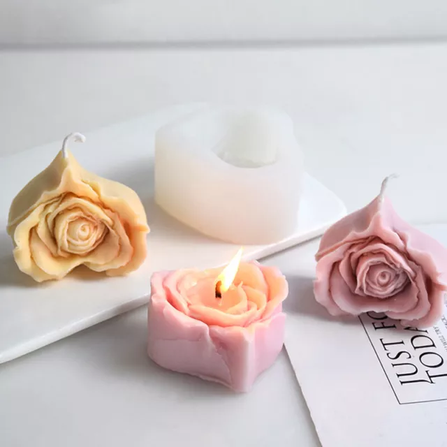 Rose Heart Candle Silicone Mold DIY Flower Shaped Candle Making Soap Resin Mold