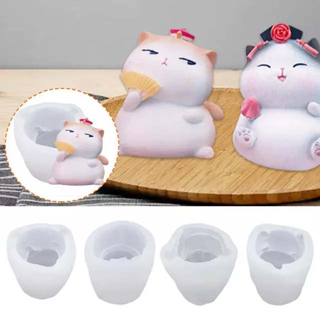 Moule à bougie 3D en Silicone pour chat, Mousse, gâteau, gelée, Pudding, Gel de@