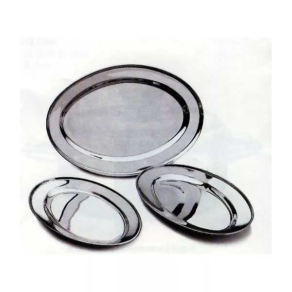 Vassoio piatto da portata ovale in acciaio inox 30 cm