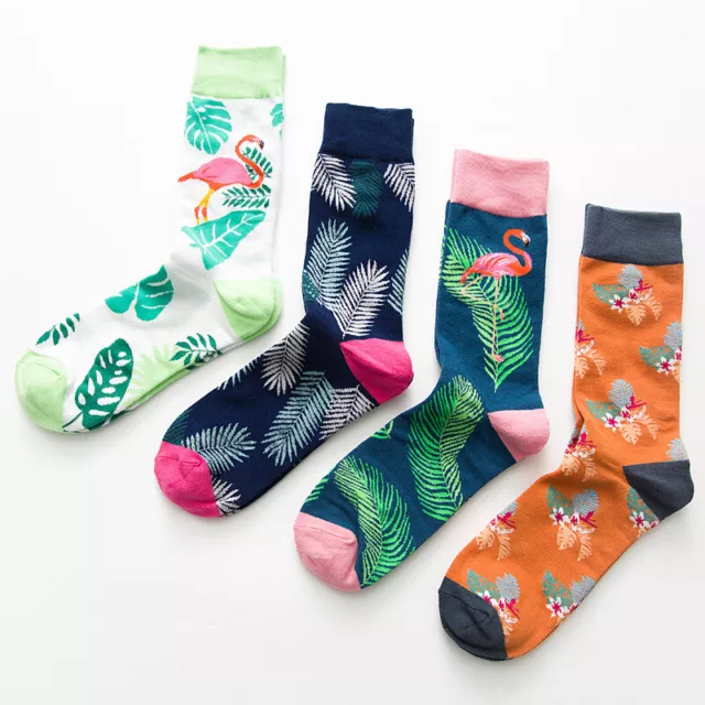 Robe homme motif flamant rose et flore chaussettes coton