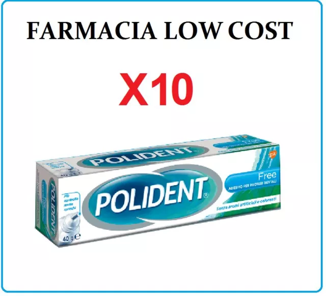 10 x POLIDENT FREE PASTA-CREMA ADESIVA DENTIERE 40g offerta imperdibile