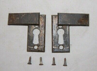 Antique Pair  Brass  Keyways Escutcheons Hinged Covers