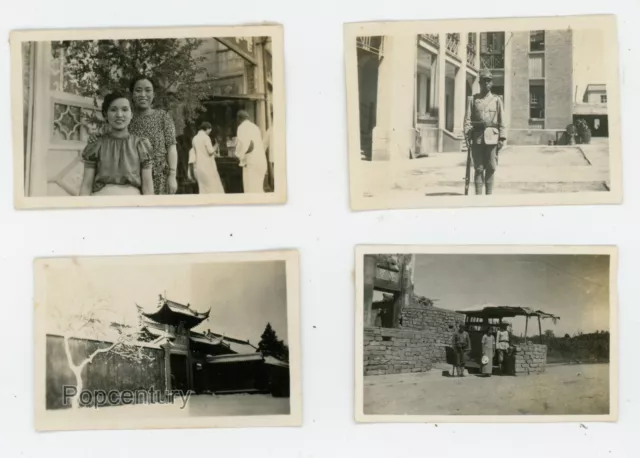 Vintage 1940s China WW2 Photograph Japanese Occupiers Zhenjiang Lot of 4 Photo