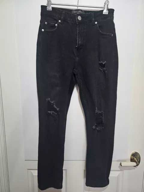 Decjuba Black Jeans Womens Size 8  Evie Distressed High Rise