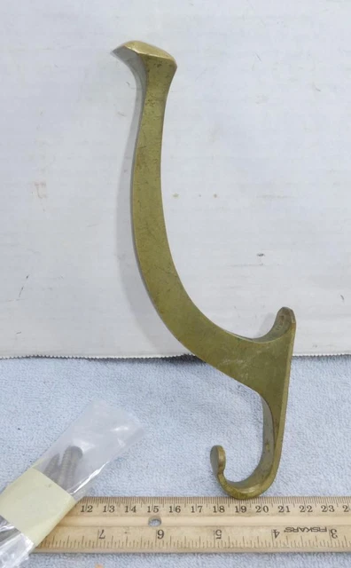 Antique Bras Heavy Metal Coat Hat Hook Hall Tree Hanger Hardware Bracket !