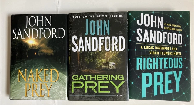 John Sandford lot 3 HCDJ: Naked Prey, Gathering Prey, Righteous Prey - like new