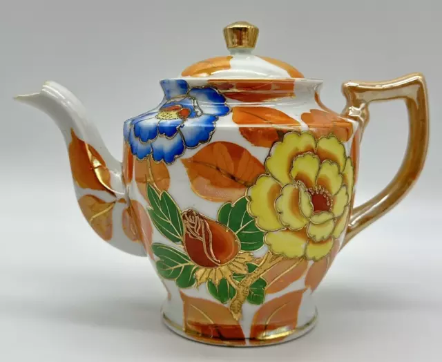 Handpainted Floral Teapot Vintage Lusterware - Made in Japan