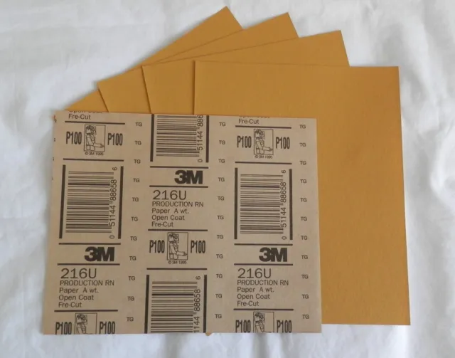 (5) NEW Sheets of 3M 216U Fre-Cut Gold P100A, 9" x 11", -02548  hs