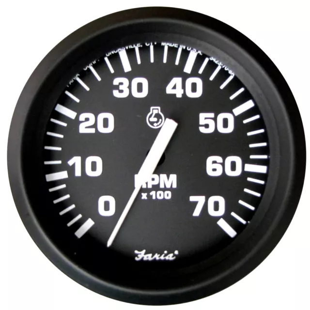 Faria Euro Black 4" Tachometer 7000 Rpm Gas All Outboard