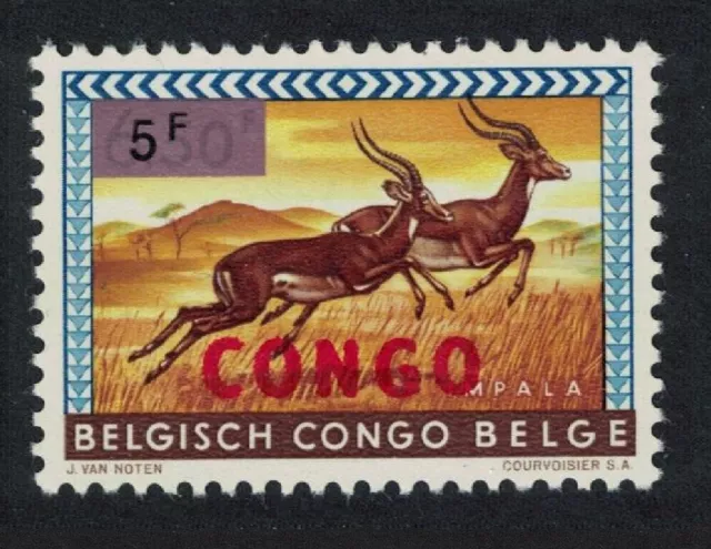 DR Congo Impala Antelope Red Ovpt 5f 1964 MNH SG#526 MI#186