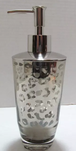 Novelty Bath Lotion Dispenser ZANZIBAR Mirrored Glass Animal Print Retails $60 3