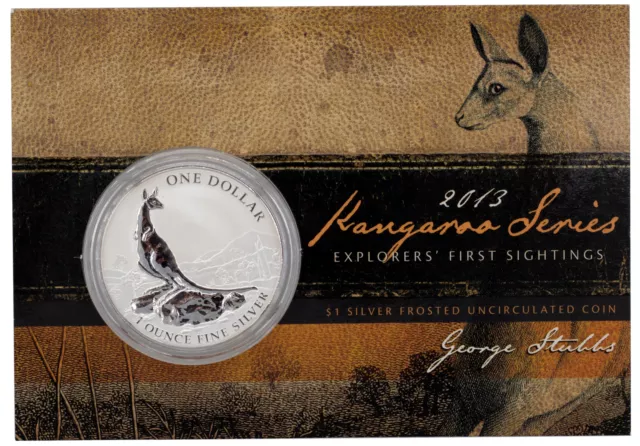 2013 RAM $1 Kangaroo Series - First Sightings 1oz Silver Proof Coin D4-598