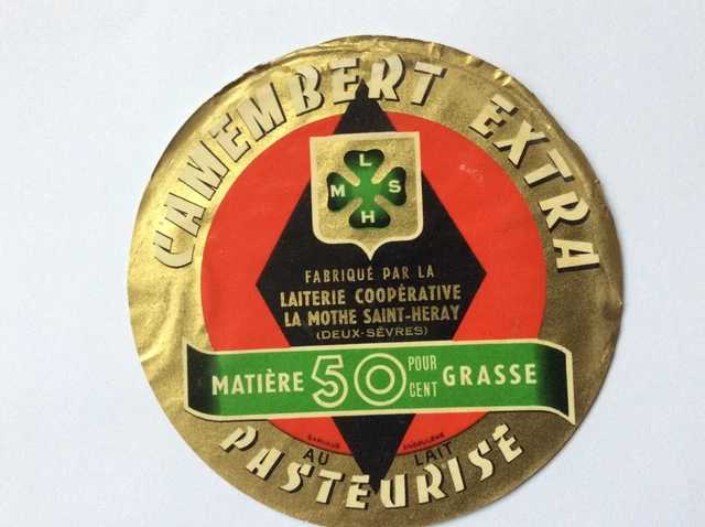Ancienne étiquette de fromage Camembert Extra La Mothe Saint-Heray Deux Sevres