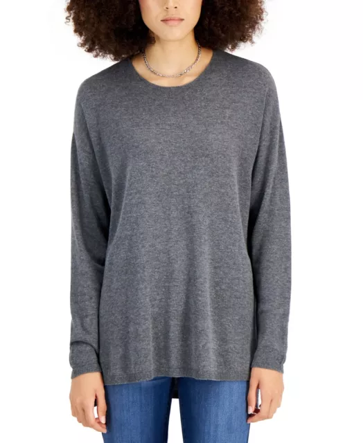 MSRP $60 Inc International Concepts Solid Crewneck Step-Hem Sweater Gray Size XS
