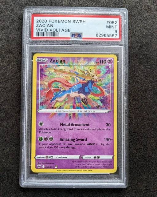 Zacian - 082/185 - Amazing Rare - SWSH Vivid Voltage - Graded PSA 9 - Pokemon
