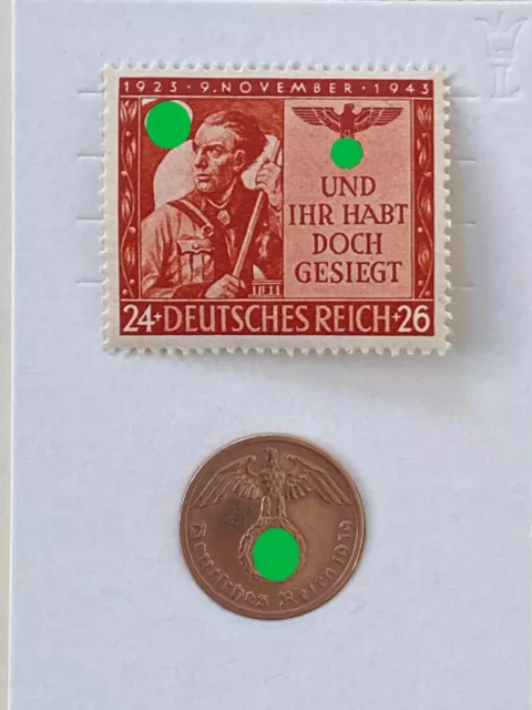 1939 Wk2  1 Reichspfennig Deutsches Reich Putsch Propaganda Lot Briefmarke Münze