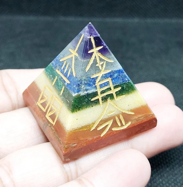 Piramide di pietre di 7 chakra con simbolo 100% vera energia di pietra yoga